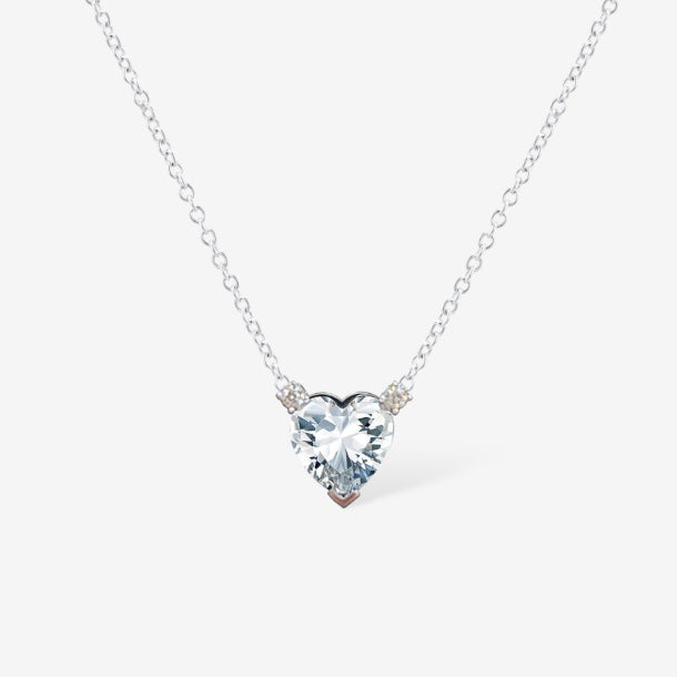 925 Silver | Diamond Stone Heart Necklace