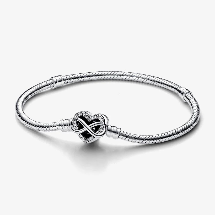 Infinite Heart Clasp Snake Chain Bracelet