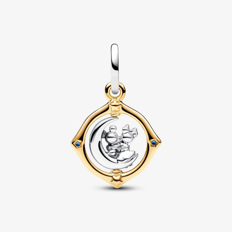 Mickey Mouse and Minnie Mouse Two-Tone Spinning Moon Dangle Charm
