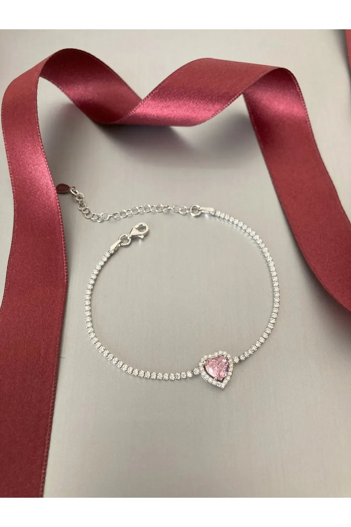 925 Silver | Pink Heart Waterway Bracelet