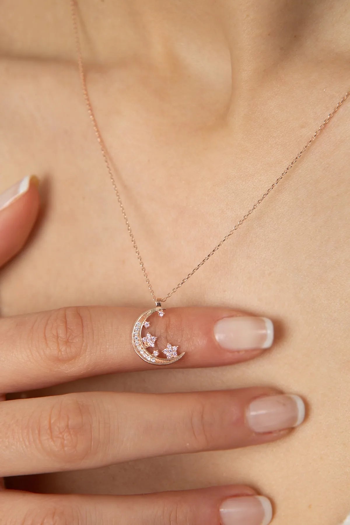 925 Silver | Stone Moon Star Necklace
