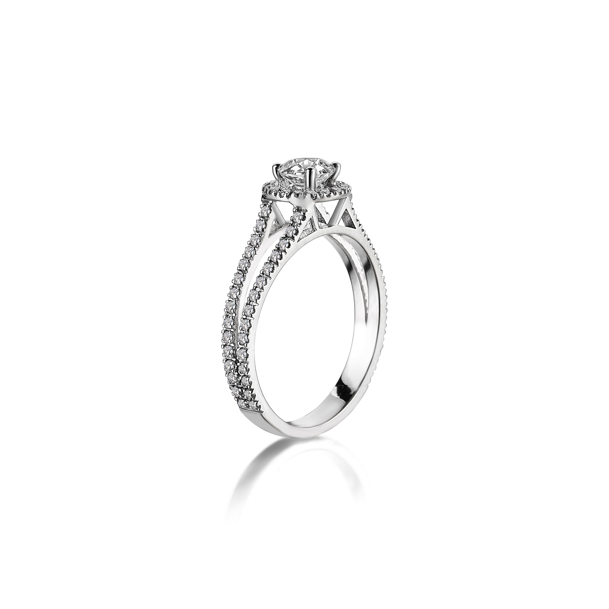 1.30 Carat Side Stone Diamond Hybrid Gold Anturage Solitaire Ring
