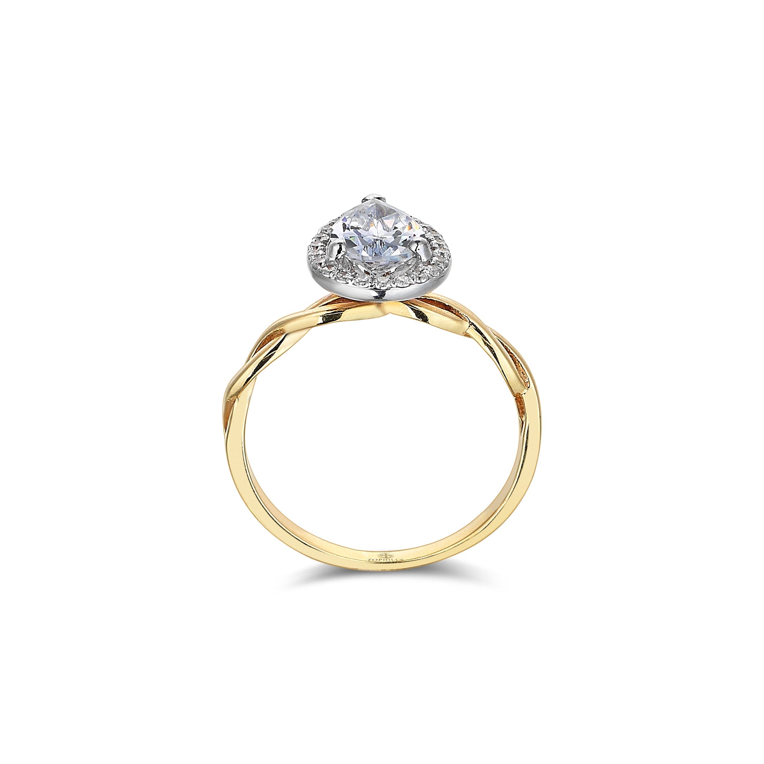 1.50 Carat Drop Diamond Hybrid Yellow Gold Anturage Ivy Design Solitaire Ring