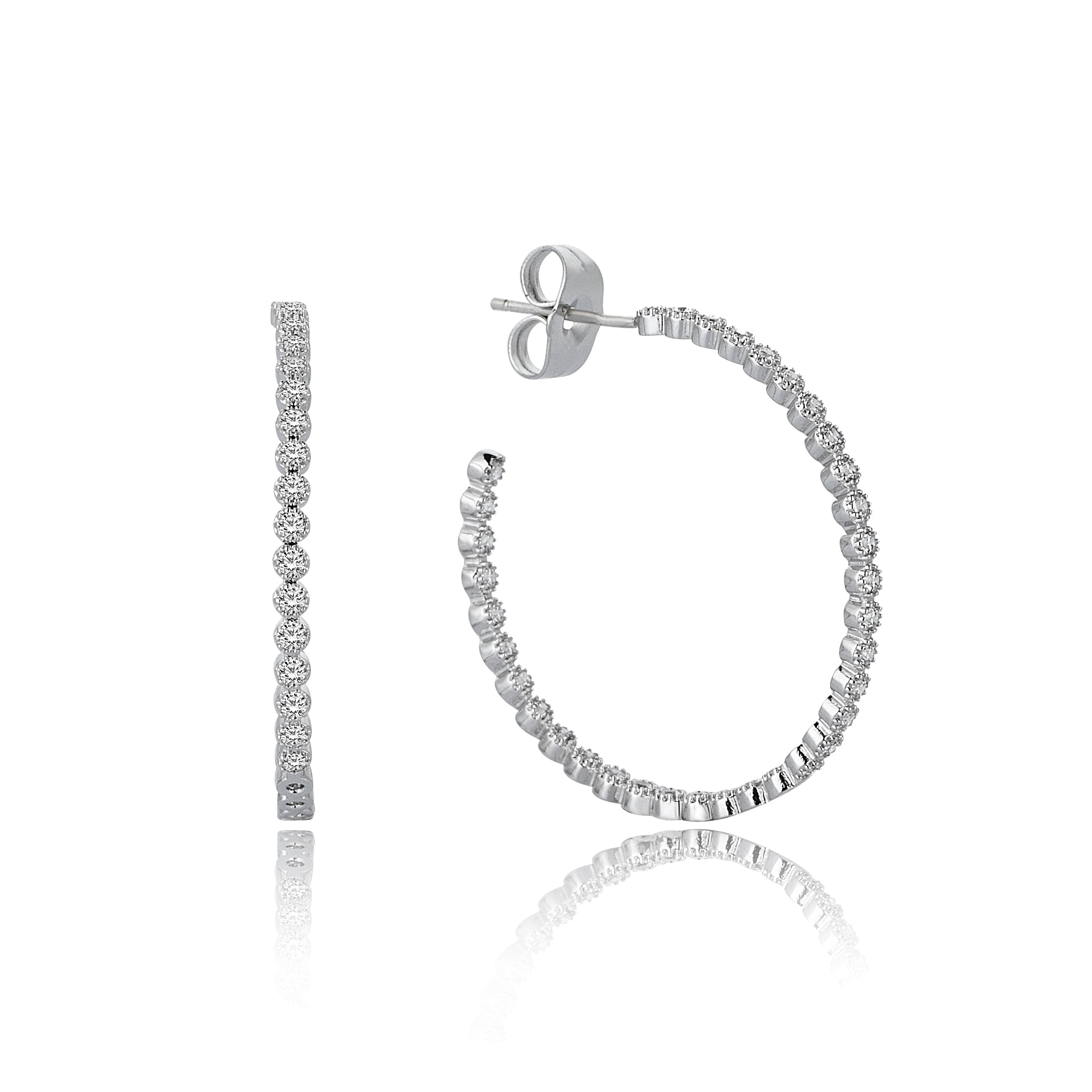 1 Carat Diamond Hybrid Gold Hoop Earrings