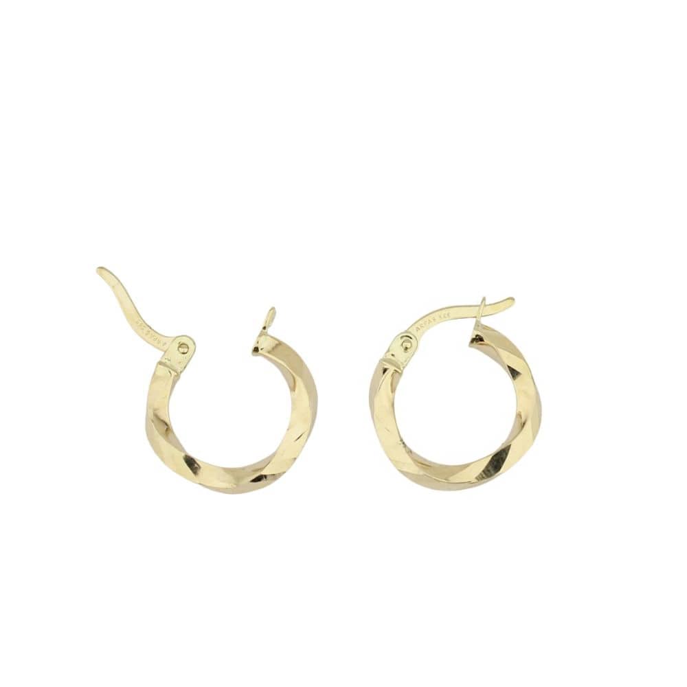 14 Carat Gold Hammered Hoop Earrings