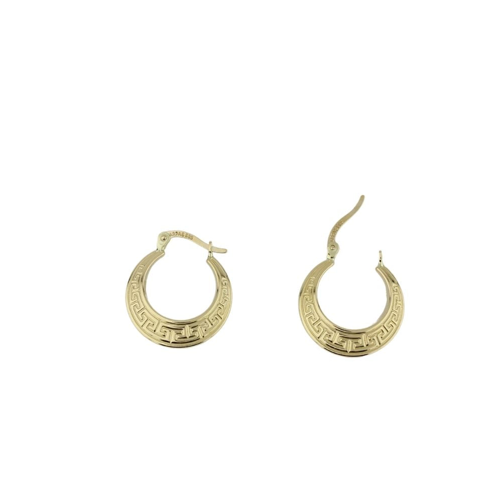 14 Carat Gold Hammered Hoop Earrings