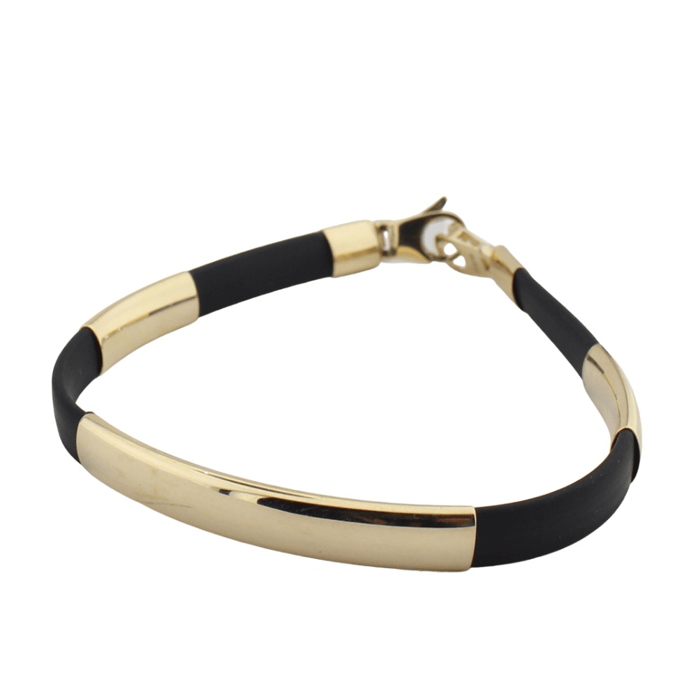 14K Gold Men's Bracelet with Silicone Strap