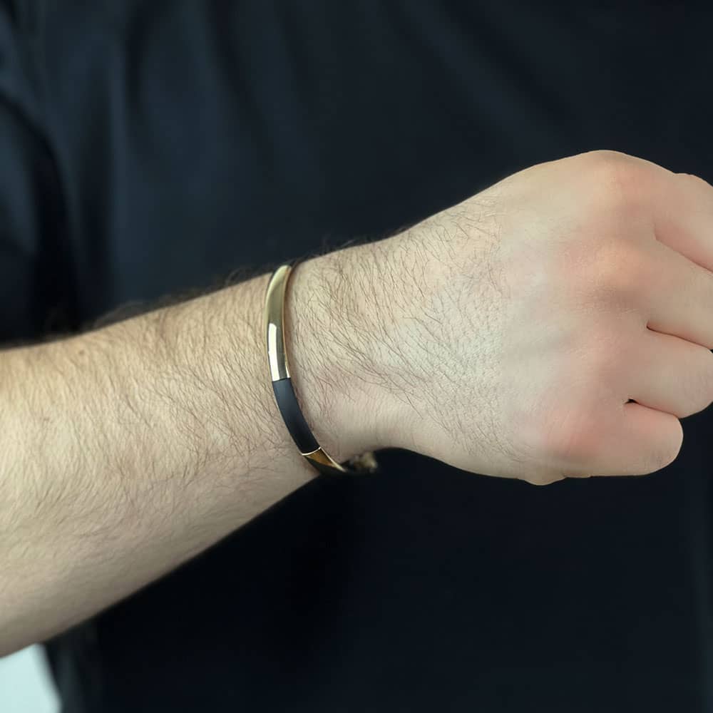 14K Gold Men's Bracelet with Silicone Strap