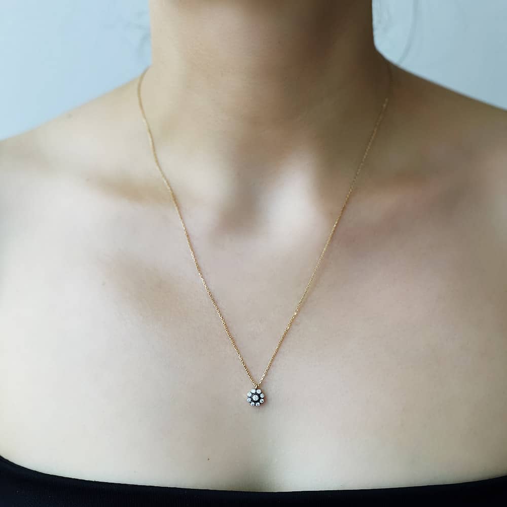 Diamond Effect Rose Gold Rose Necklace