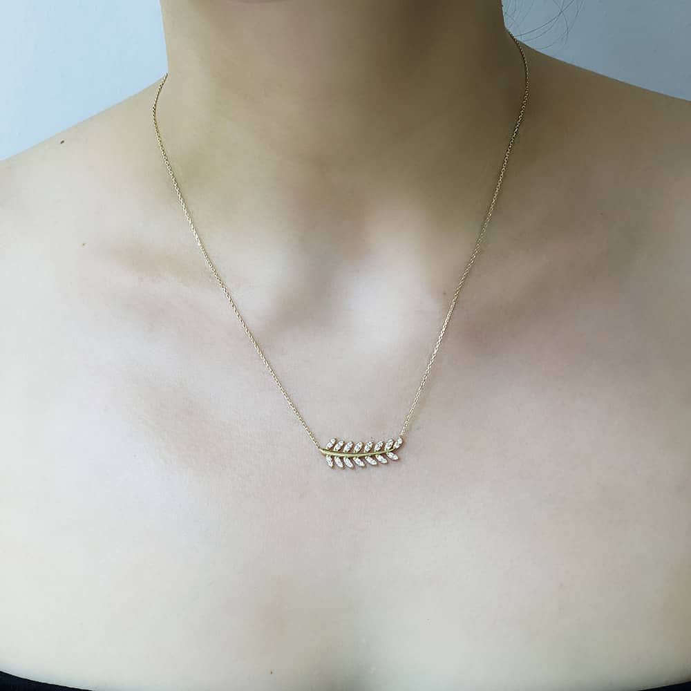 14K Olive Branch Necklace