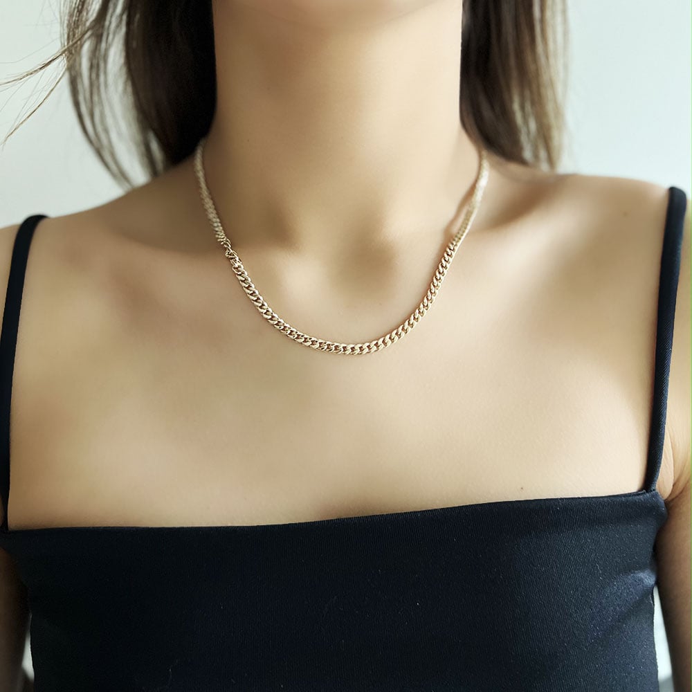 14K Gold Stoneless Cubanlink Chain Necklace