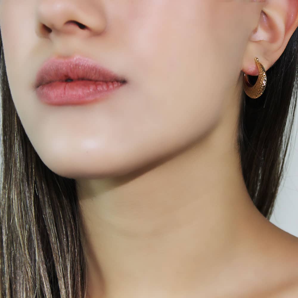 14 Carat Gold Hammered Hoop Earrings