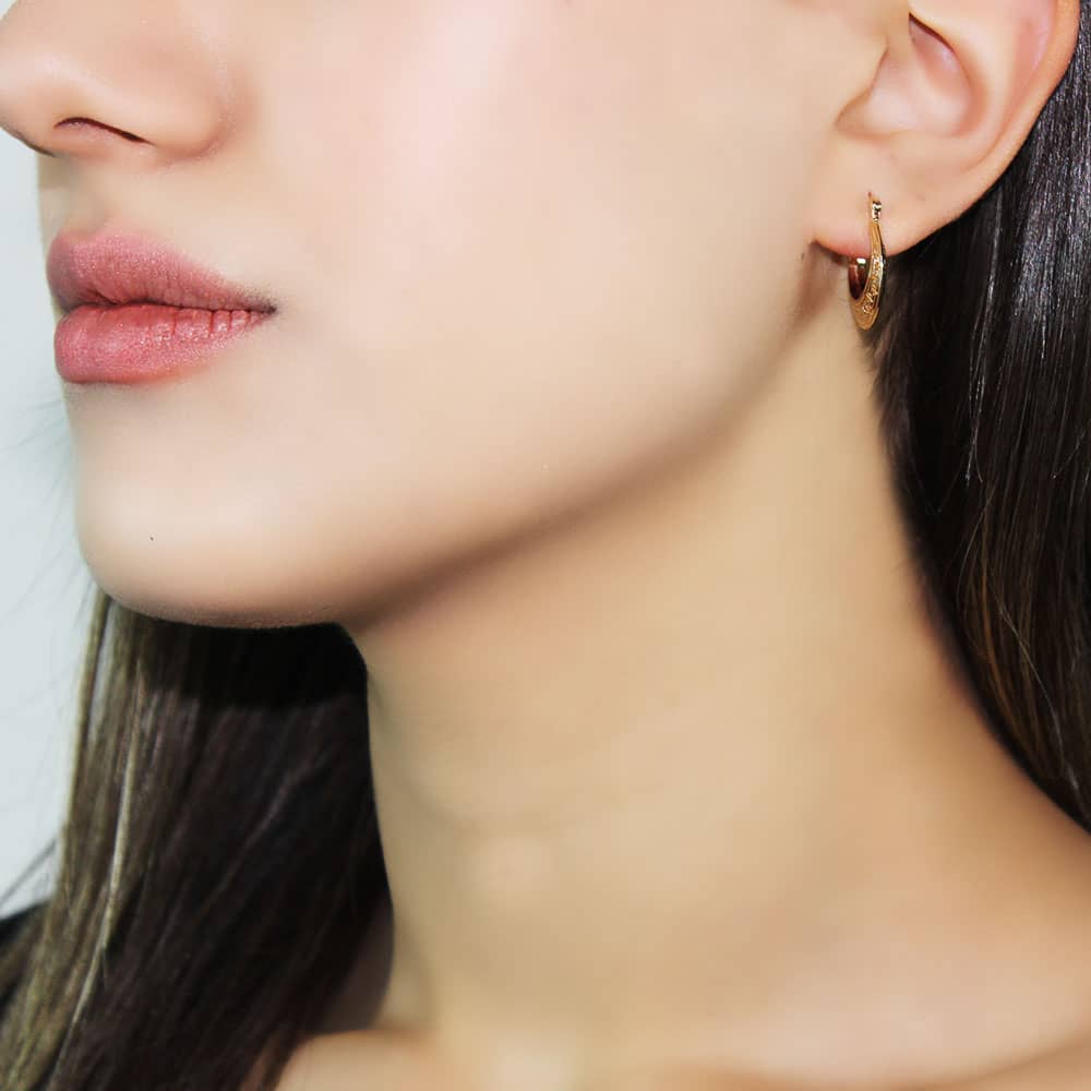 14 Carat Gold Hammered Hoop Earrings