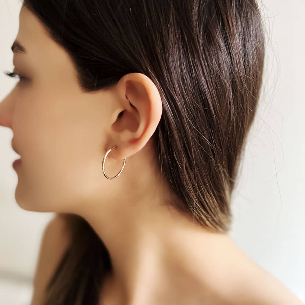 14 Carat Gold Plain Hoop Earrings