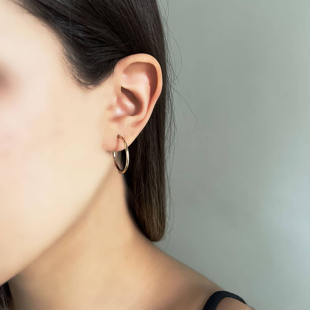 14 Carat Gold Plain Hoop Earrings