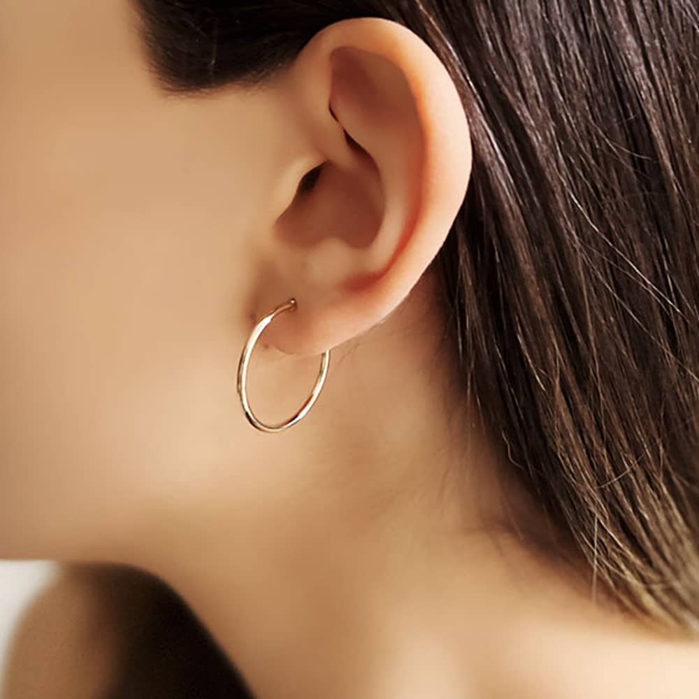 14 Carat Gold Plain Hoop Earrings