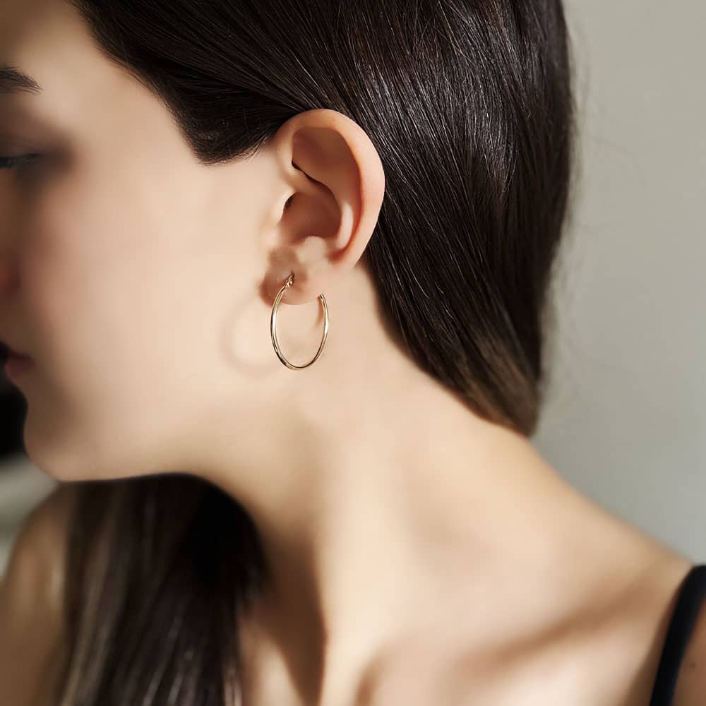 14 Carat Gold Plain Hoop Earrings