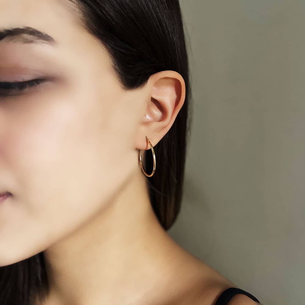 14 Carat Gold Plain Hoop Earrings