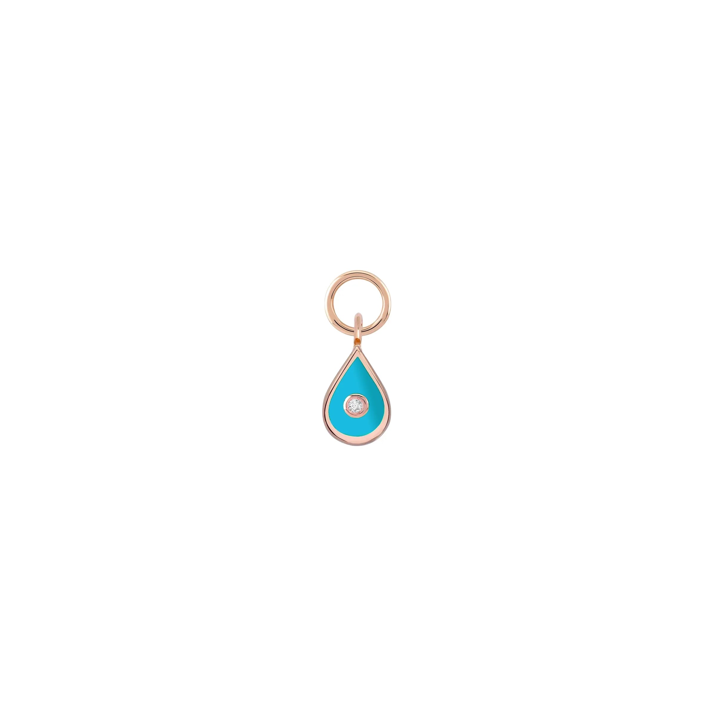 Stone Drop Enameled Gold Charm