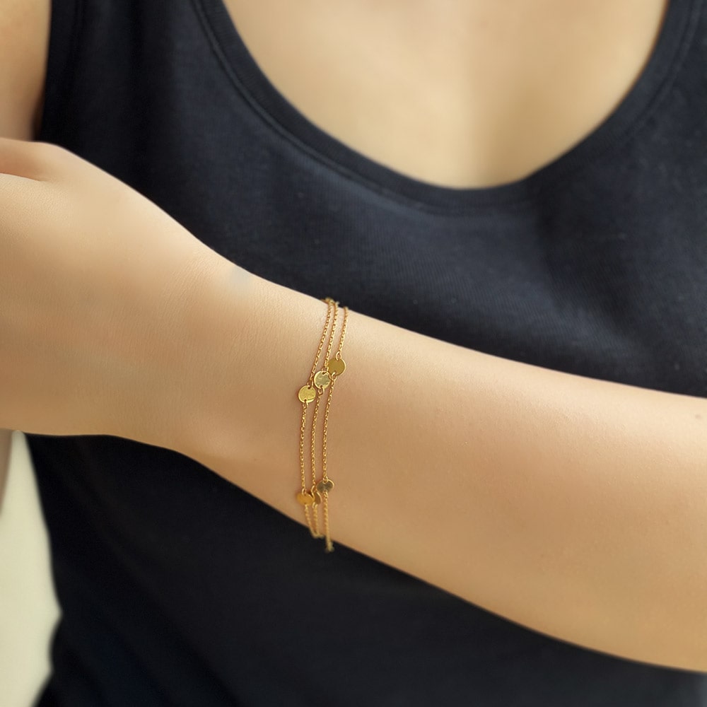 22 Carat Gold Stamp Detailed 3-Pack Bracelet