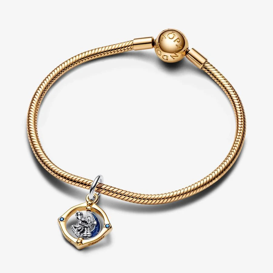 Mickey Mouse and Minnie Mouse Two-Tone Spinning Moon Dangle Charm