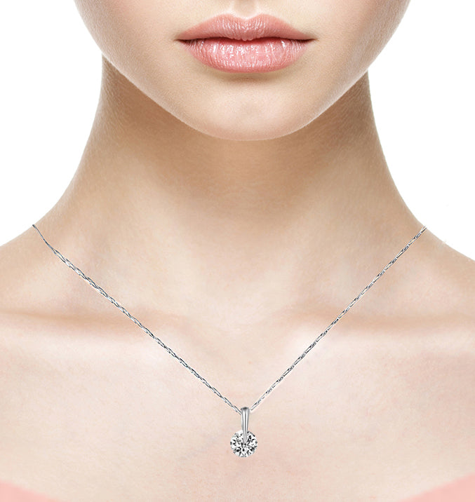 3 Carat Diamond Hybrid Gold Solitaire Necklace Super Offer Price