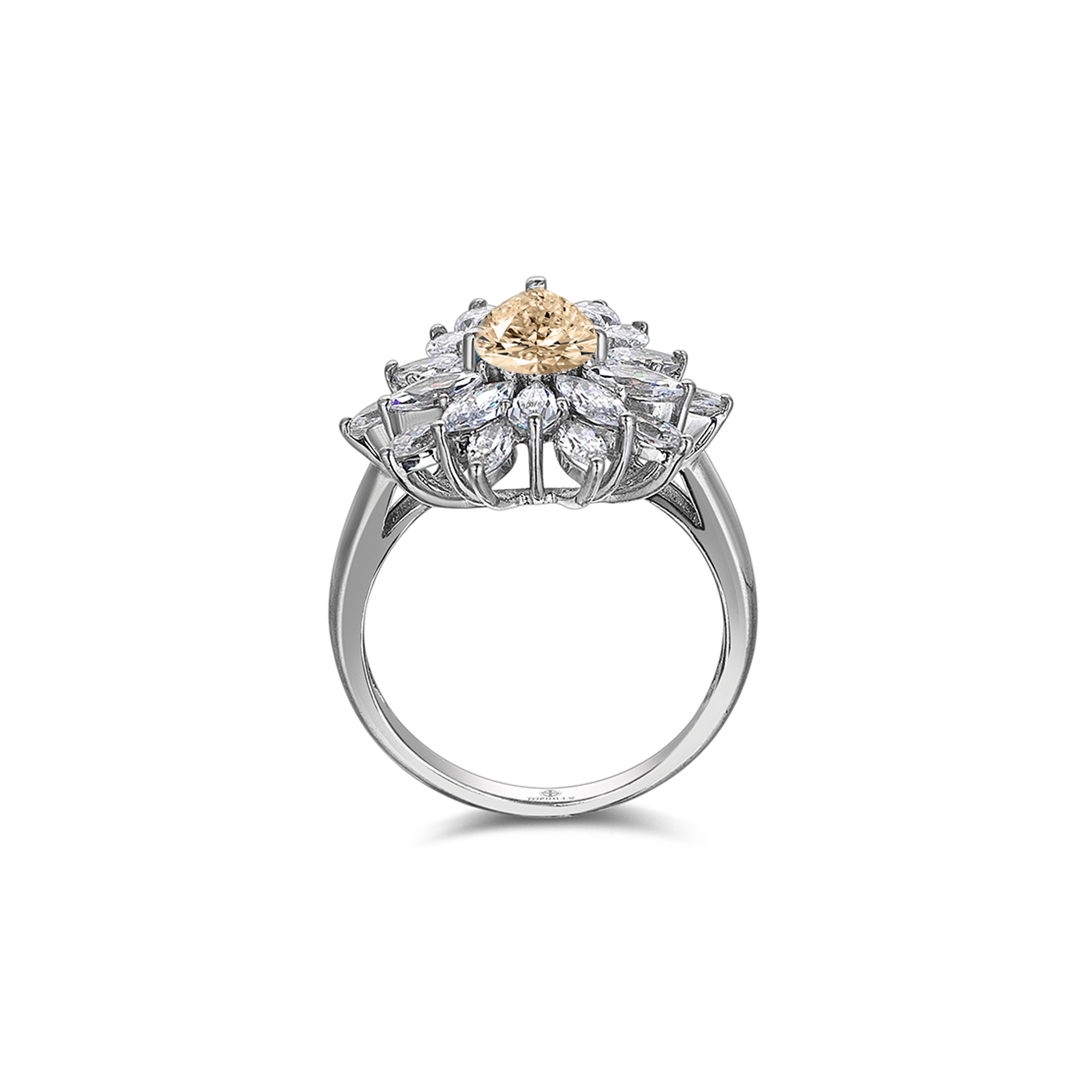 3 Carat Drop Diamond Hybrid Gold Ring