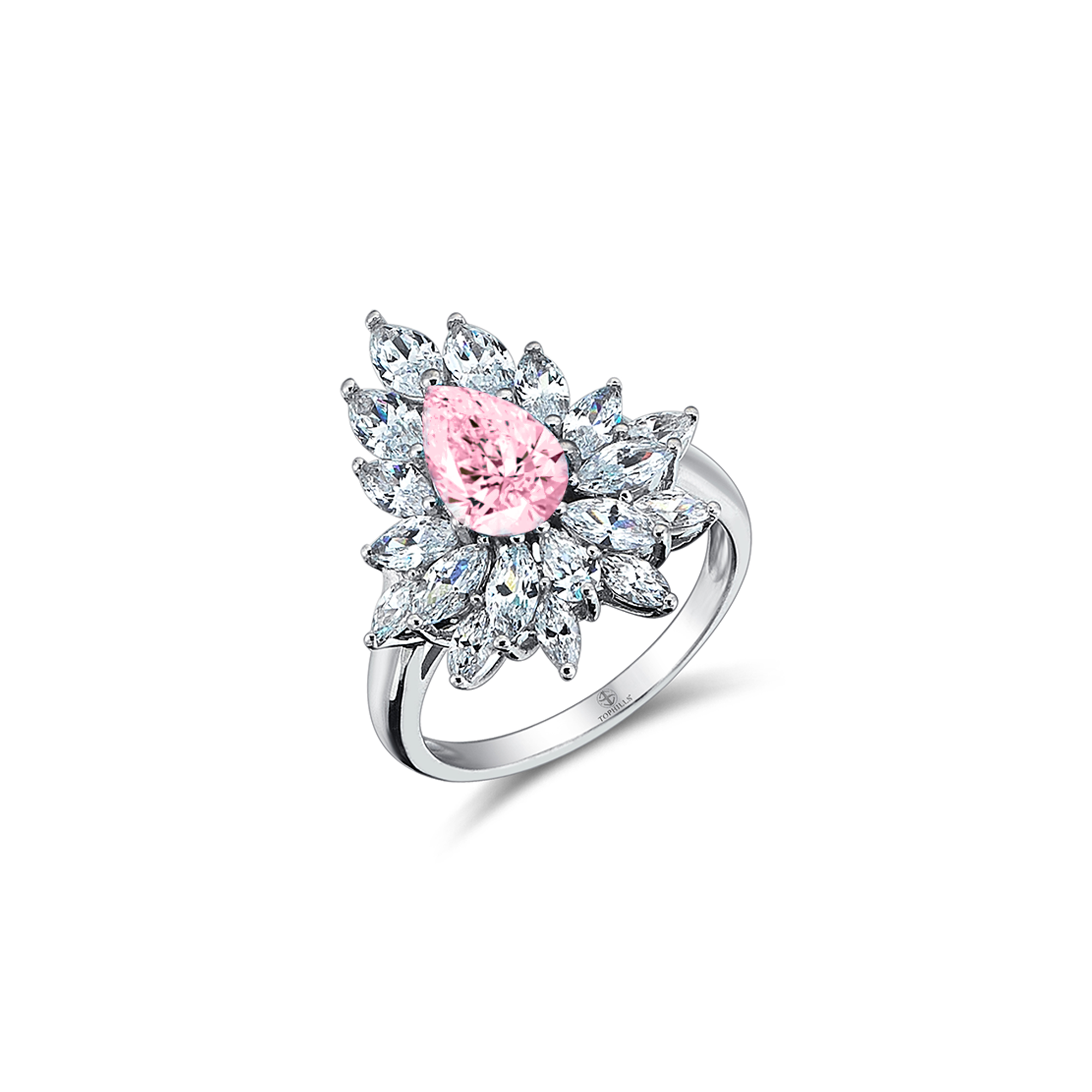 3 Carat Drop Diamond Hybrid Gold Ring