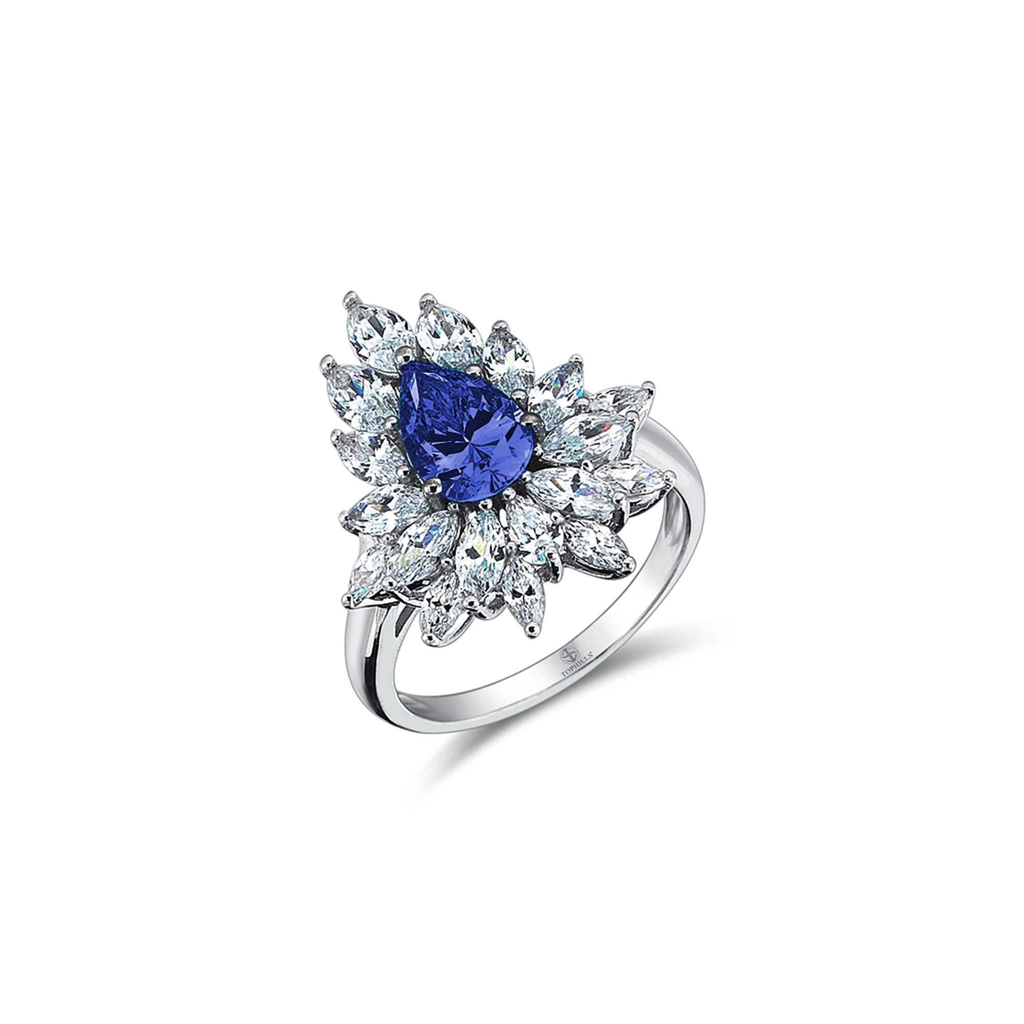3 Carat Drop Diamond Hybrid Gold Ring