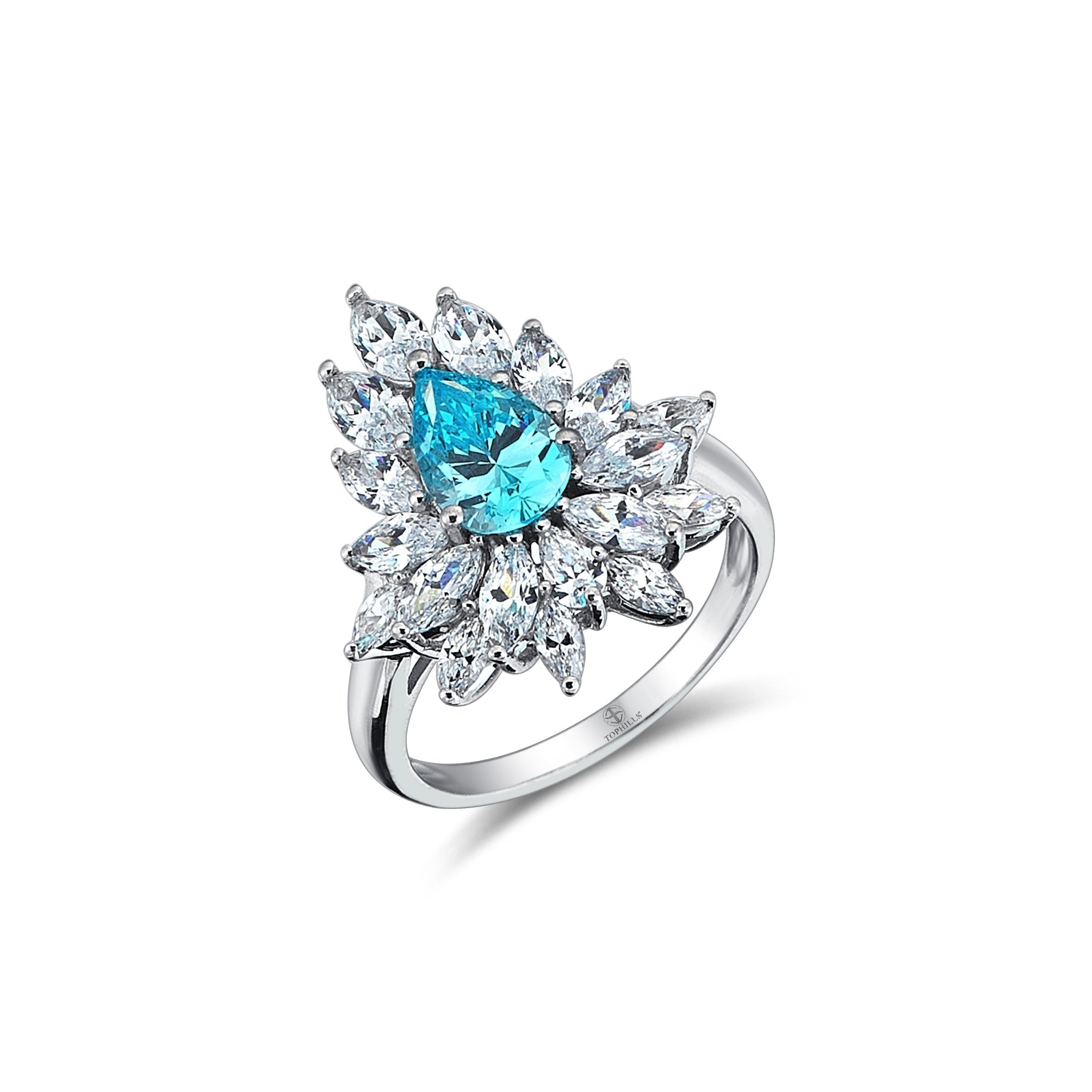 3 Carat Drop Diamond Hybrid Gold Ring