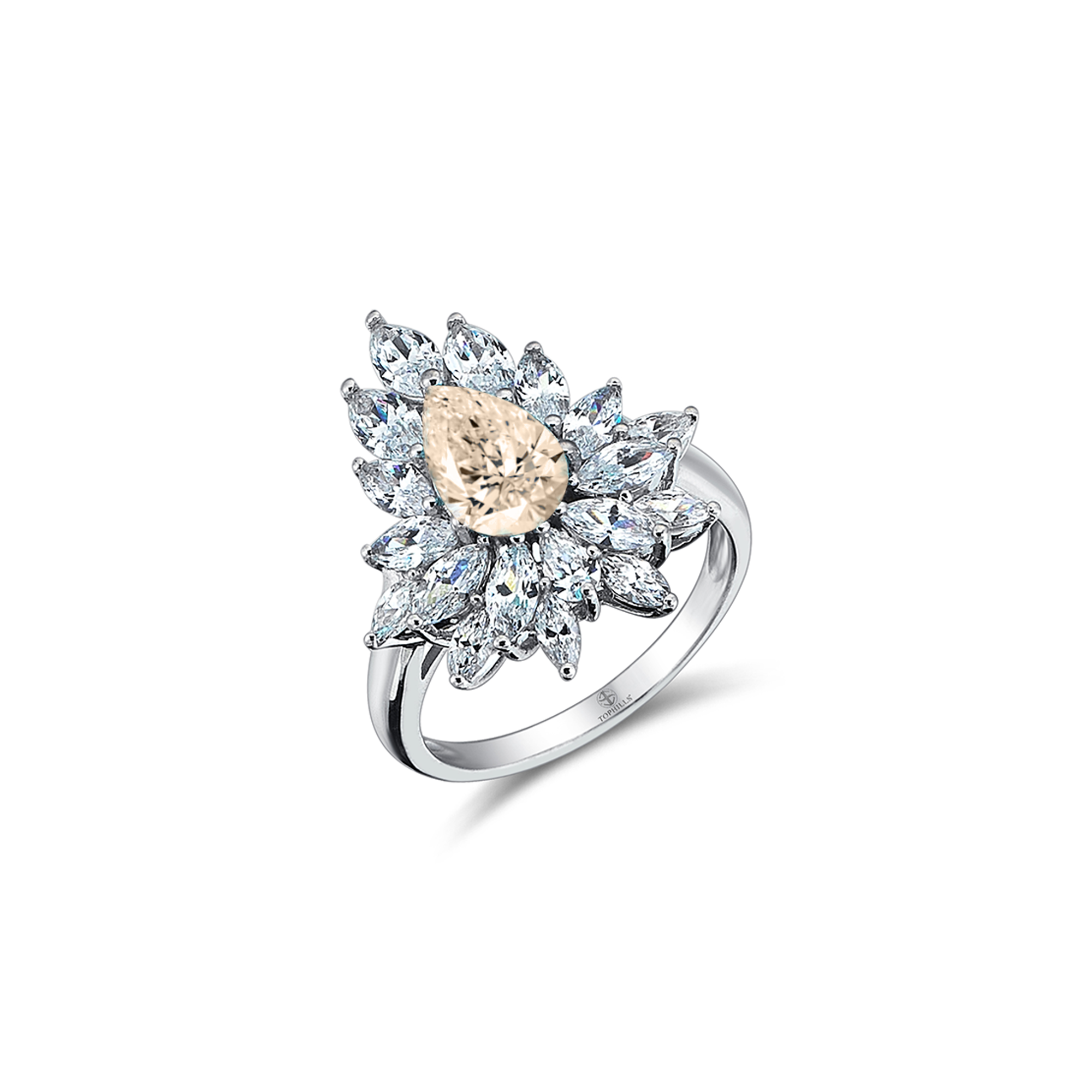 3 Carat Drop Diamond Hybrid Gold Ring