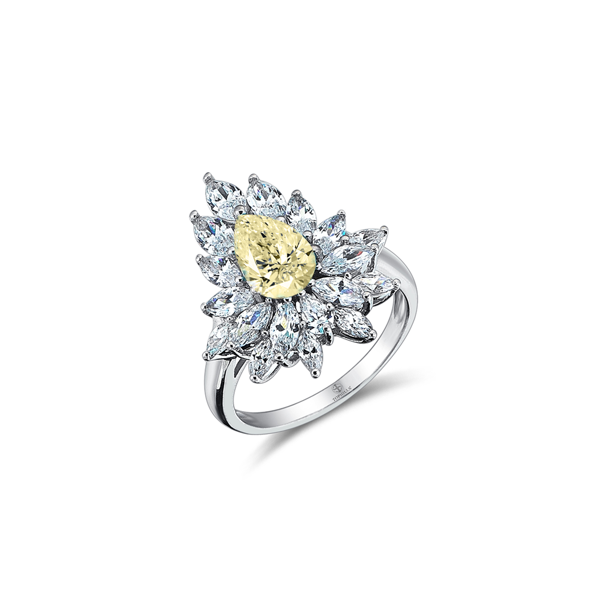 3 Carat Drop Diamond Hybrid Gold Ring