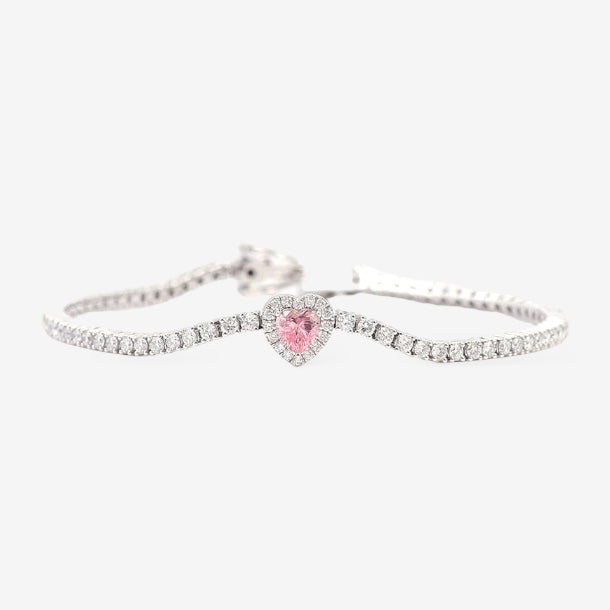 925 Silver | Pink Heart Waterway Bracelet