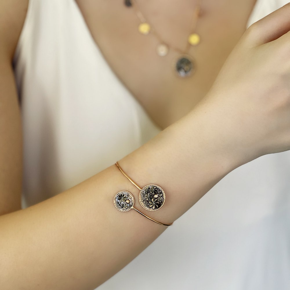 Roberto Bravo Flower Embossed Bracelet