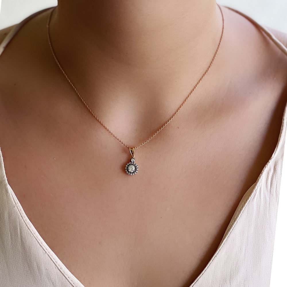 Diamond Effect Round Cut Stone Pendant