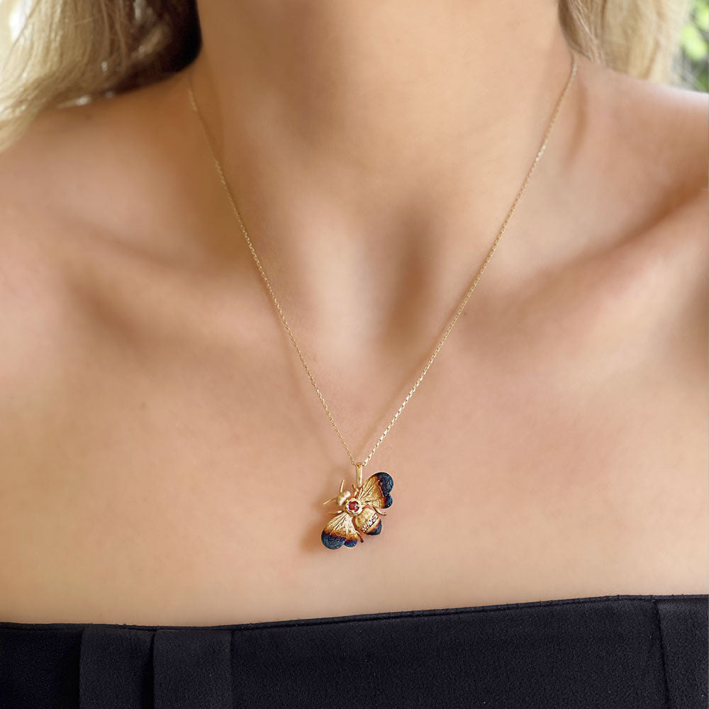 Global Warming Collection Enamel Bee Necklace