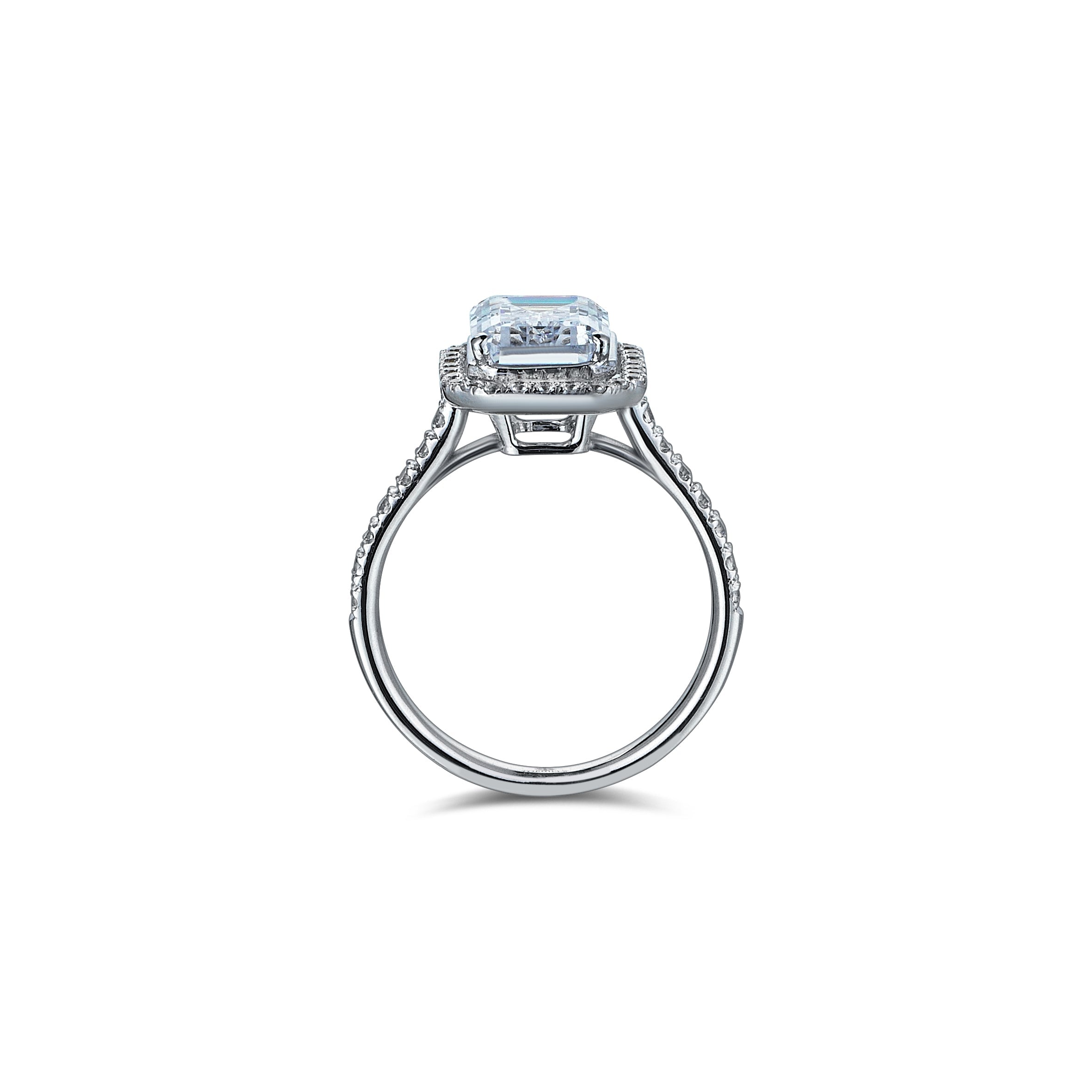 4 Carat Emerald Cut Diamond Hybrid Gold Ring