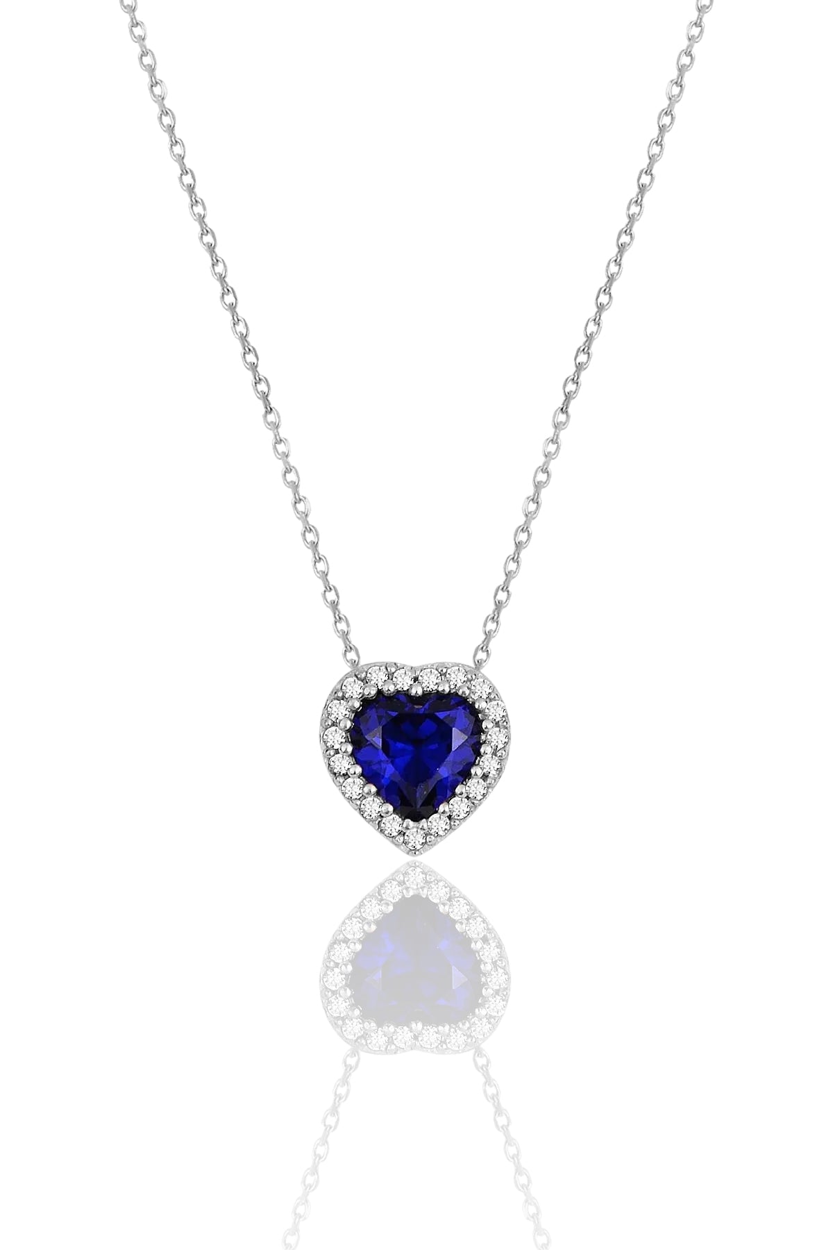 925 Silver Rhodium Diamond Model Heart Necklace