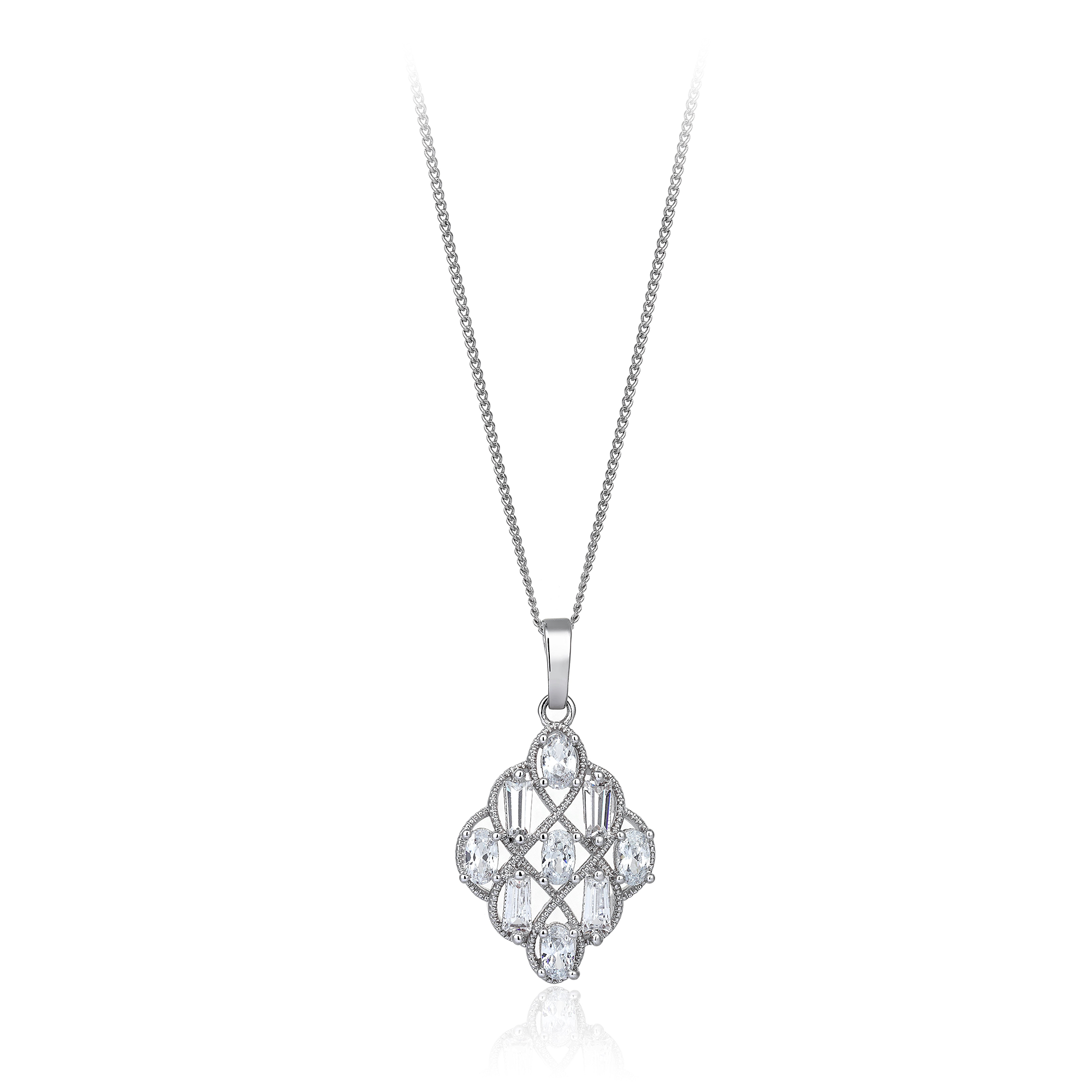 2.70 CARAT DIAMOND HYBRID ART DECO BAGUETTE MEDALLION NECKLACE SUPER OFFER PRICE