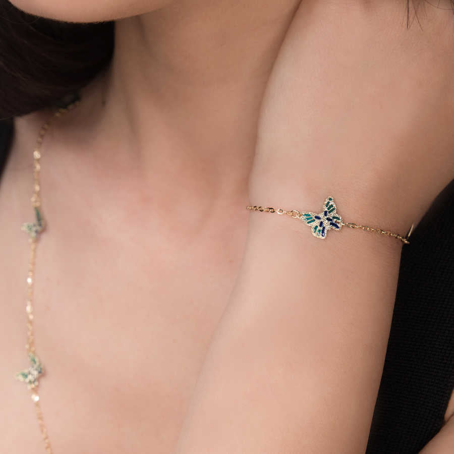 Vitalita Series Enameled Three Butterfly Bracelet
