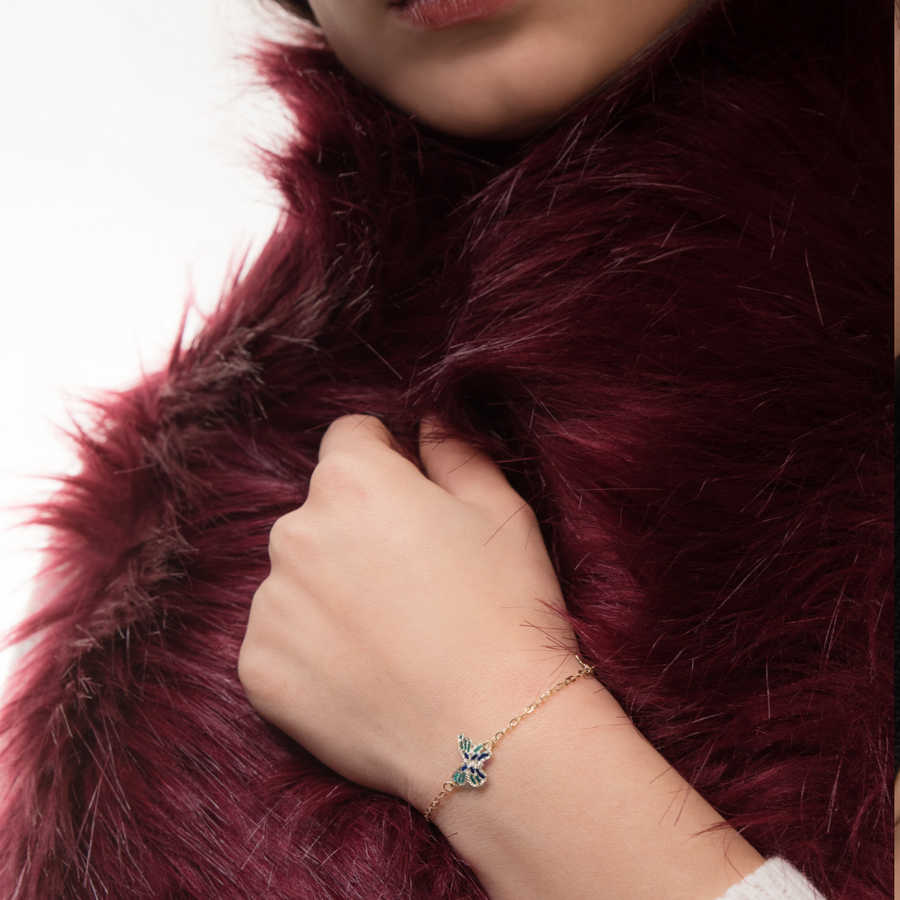 Vitalita Series Enameled Three Butterfly Bracelet
