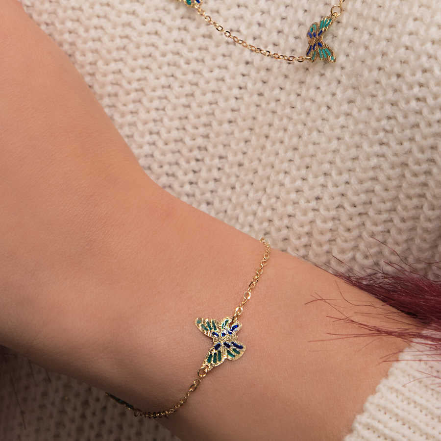 Vitalita Series Enameled Three Butterfly Bracelet