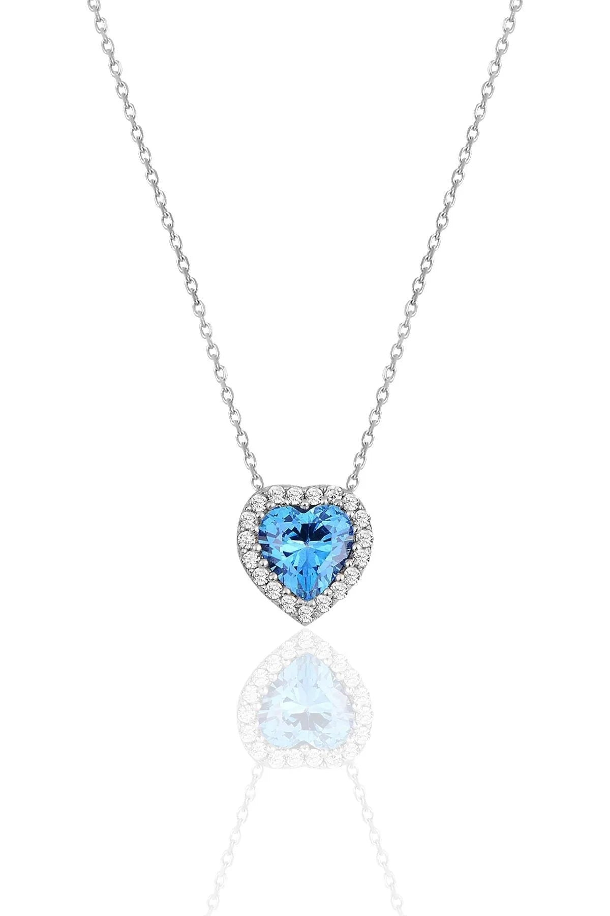925 Silver Rhodium Diamond Model Heart Necklace