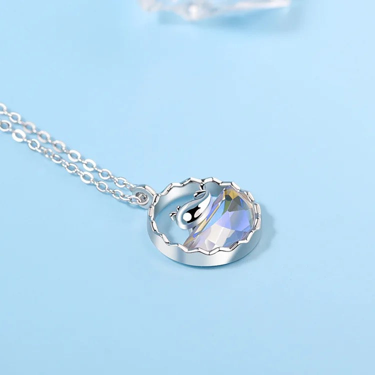 925 Silver | White Stone Whale Necklace
