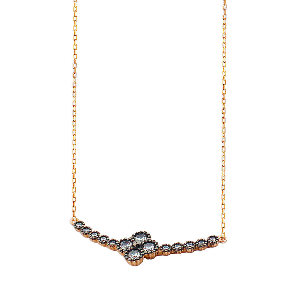 Diamond Effect 14 Carat Rose Necklace