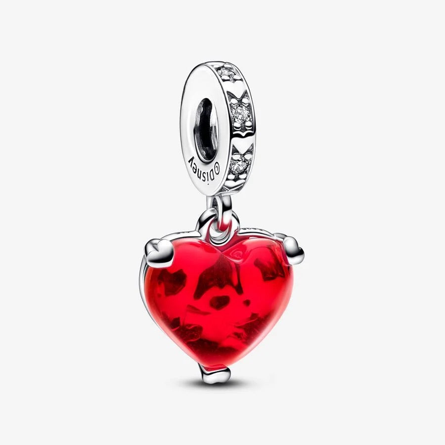 Mickey & Minnie Mouse Kiss Red Murano Glass Dangle Charm