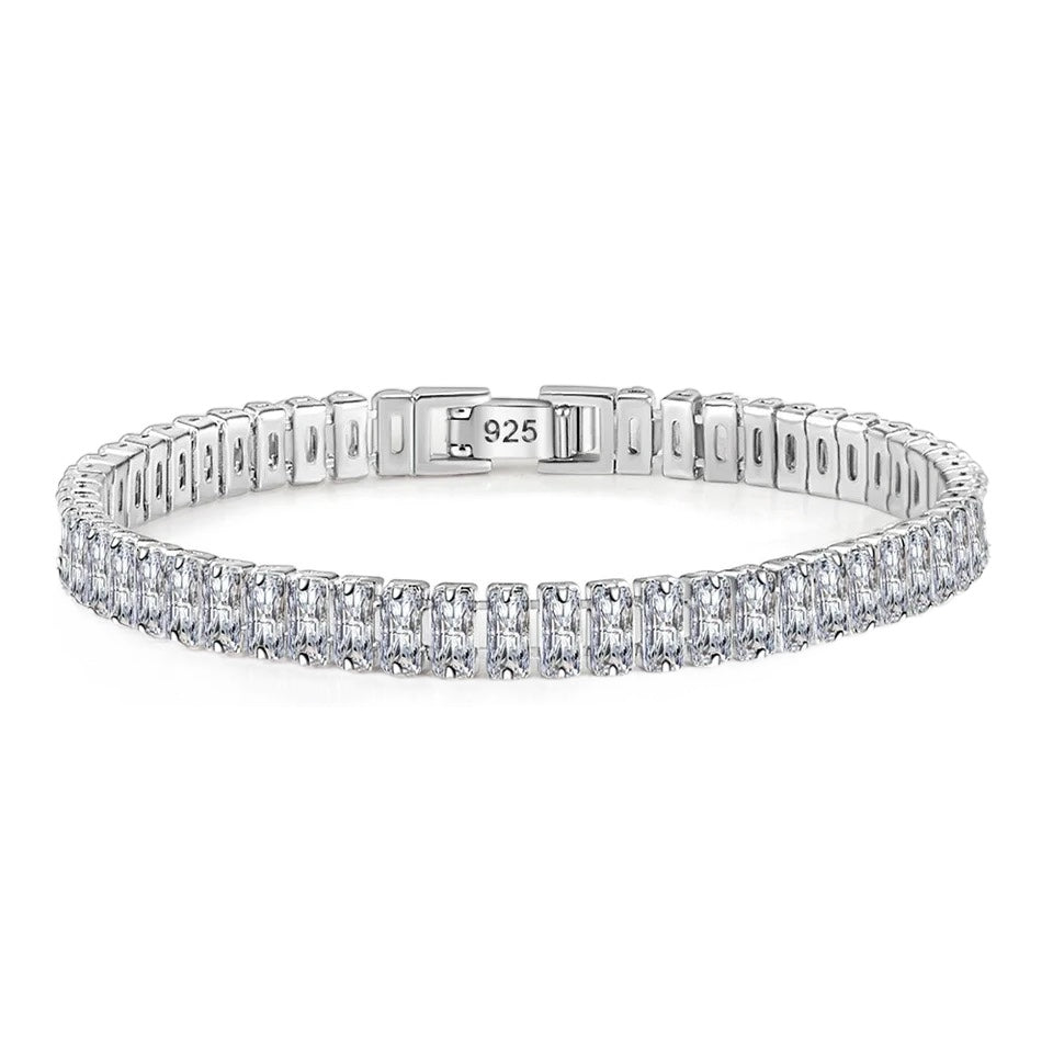 925 Silver | Emerald Cut Tennis Bracelet