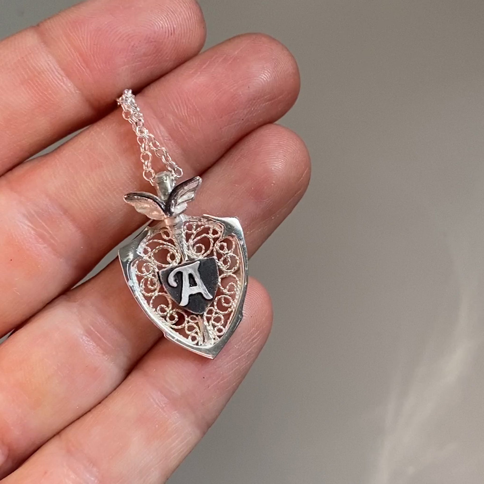 ANGEL WING & SHIELD NECKLACE - PERSONALIZED WITH LETTER