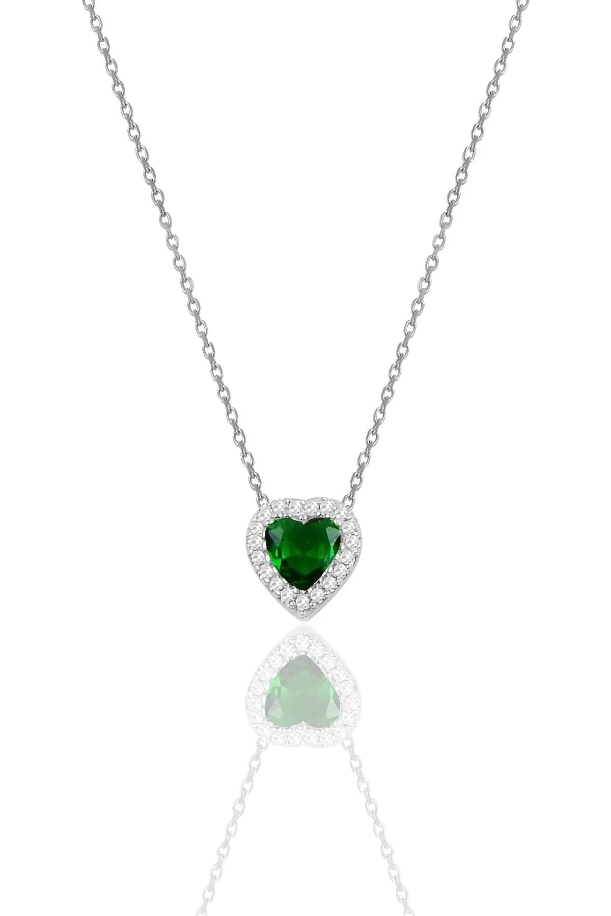 925 Silver Rhodium Diamond Model Heart Necklace