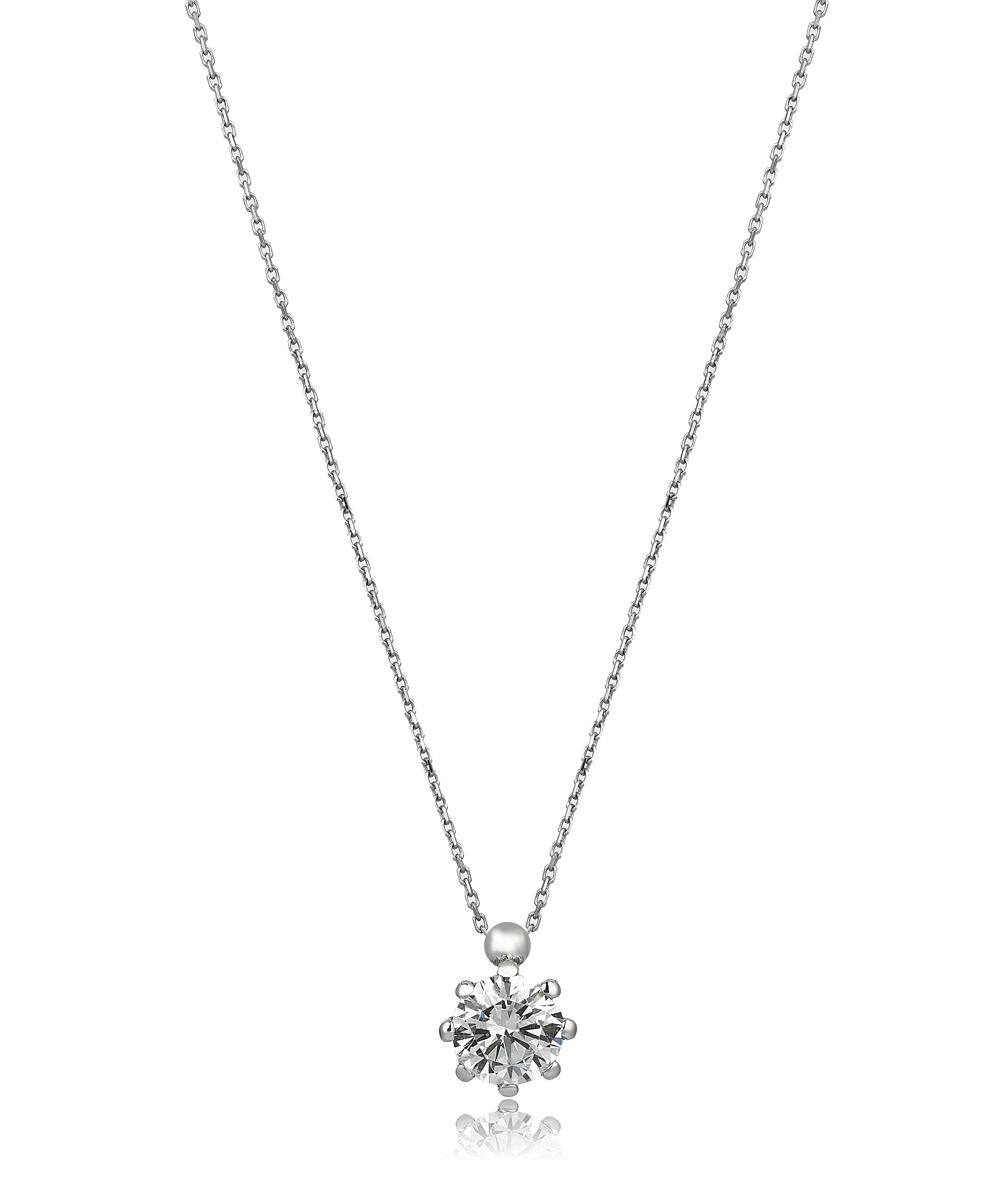 Six Prong Diamond Solitaire Necklace